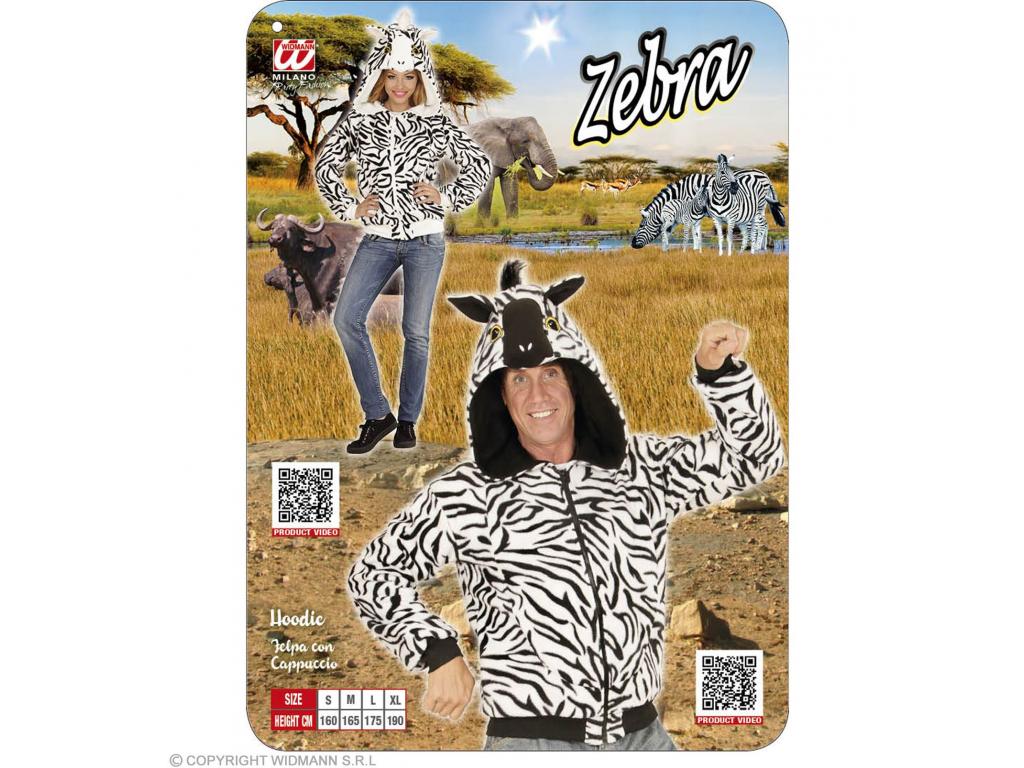 Zebra kapucnis felső unisex felnőtt jelmez