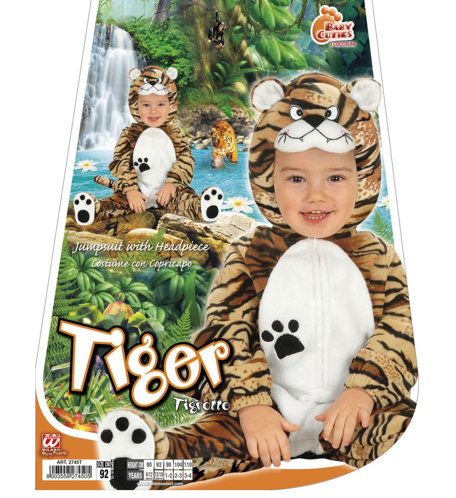 Kis bébi tigris kezes lábas unisex gyermek jelmez 90-es méretben